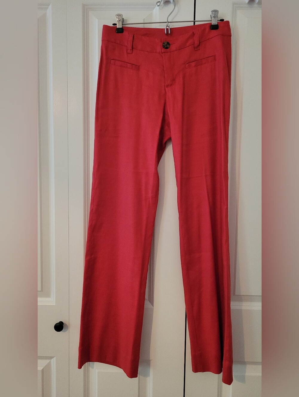 CAbi Red Linen Blend Pants with Signature Tag